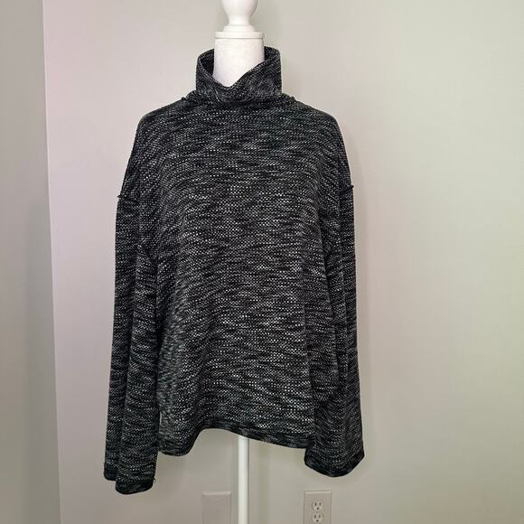 We the Free (Free People) black & gray knit turtleneck long sleeve top size M - Picture 2 of 11